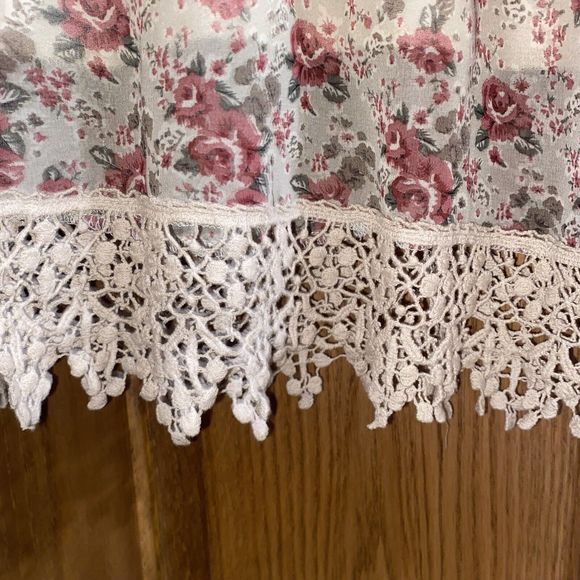 Scrap-Work Large Dress Lace Hem Brown Floral Scrap Work Romantic - Picture 4 of 11